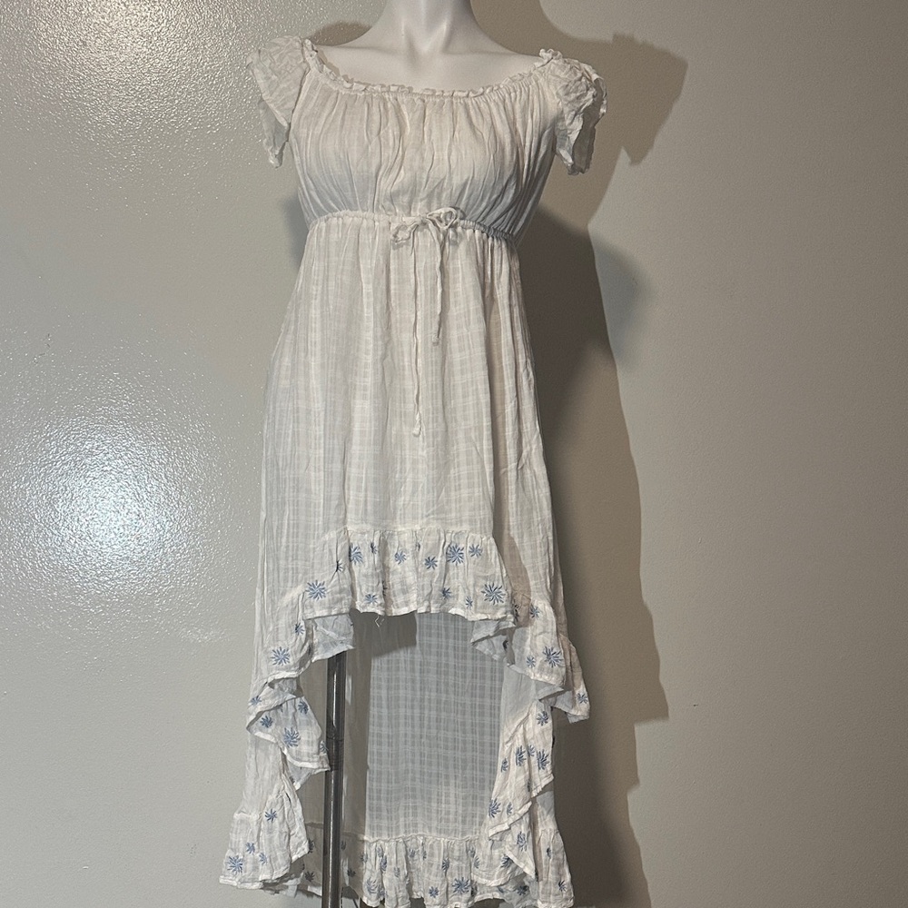 Forever 21 White and Blue High-Low Dress